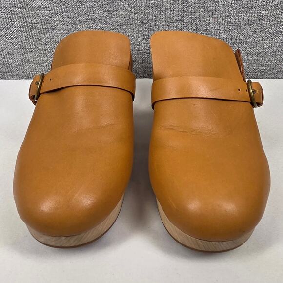 MADEWELL MONIQUE BUCKLE CLOG – WOMEN’S SIZE 9 – TAN LEATHER – WOOD SOLE - Picture 3 of 11